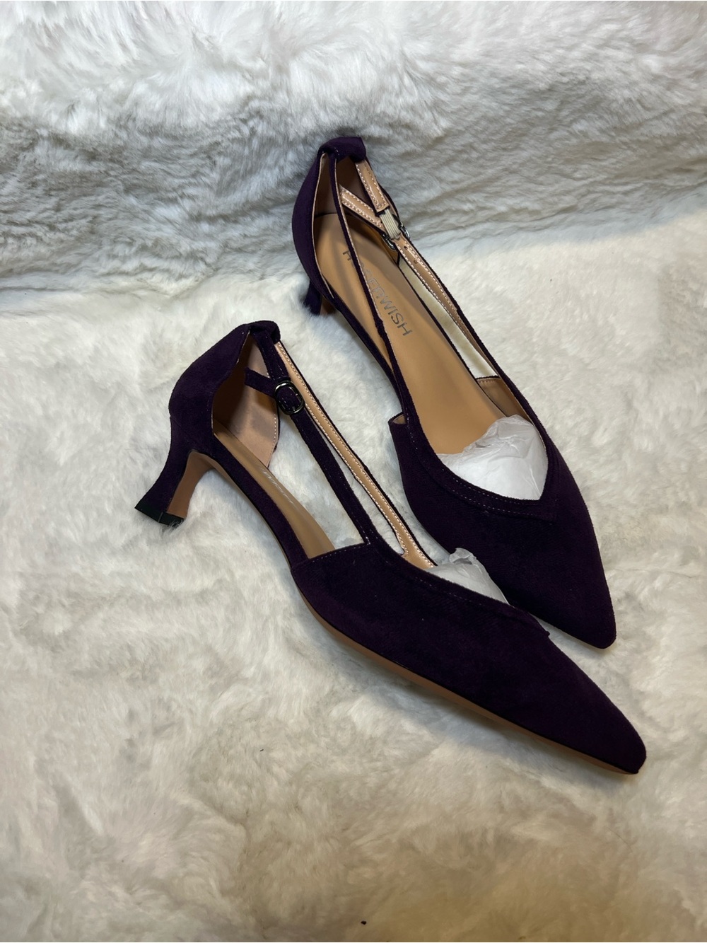 NIB Purple Suede Pointed-Toe Slingback Block Heel Pumps - Picture 3 of 6